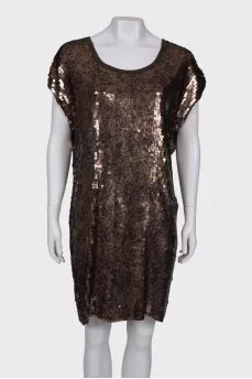 Dress with golden sequins