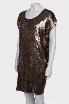 Dress with golden sequins
