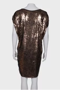 Dress with golden sequins