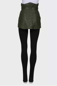 Green lacquered corset with press-studs