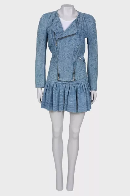 Denim suit jacket and skirt
