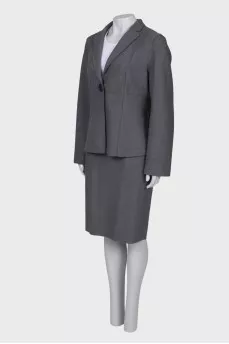 Wool gray suit with skirt