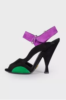 Suede heeled sandals