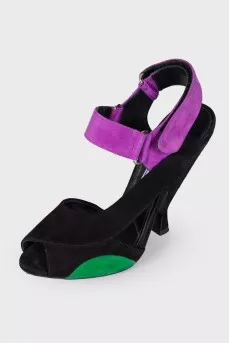 Suede heeled sandals