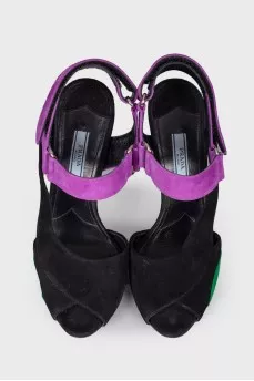 Suede heeled sandals