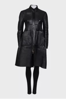 Vintage double-sided black sheepskin coat