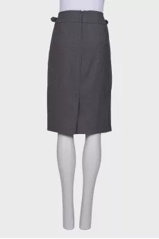 Gray wool straight skirt