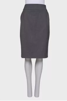 Gray wool straight skirt