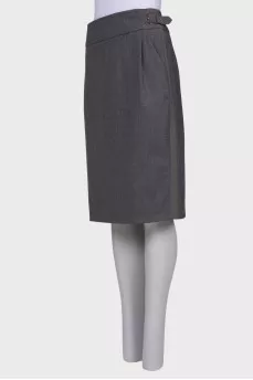 Gray wool straight skirt