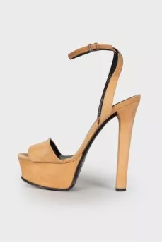 Suede high heel sandals