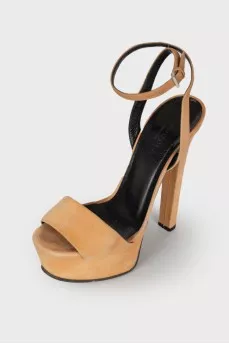 Suede high heel sandals