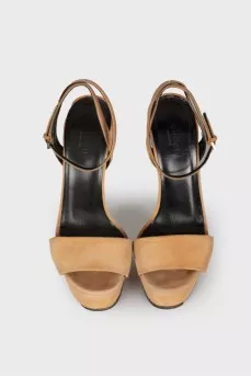 Suede high heel sandals