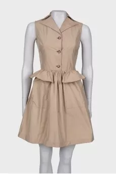 Beige dress with lapels