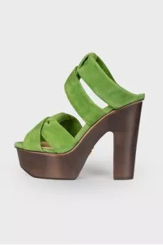 Green suede sandals