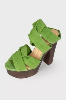 Green suede sandals