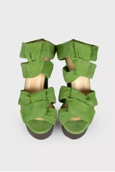 Green suede sandals