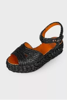 Woven platform sandals