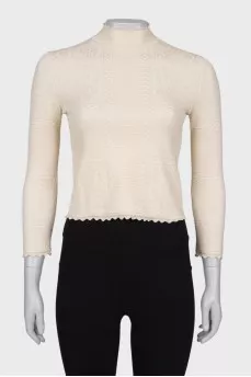 Beige patterned long sleeve shirt