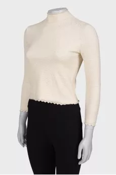 Beige patterned long sleeve shirt