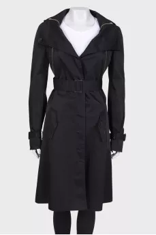 Black trench coat with embellished zip