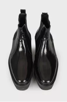 Patent leather wedge boots