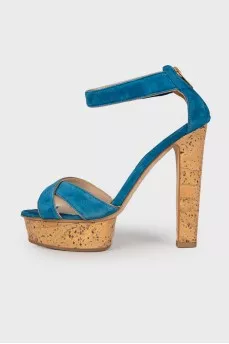 Suede high heel sandals