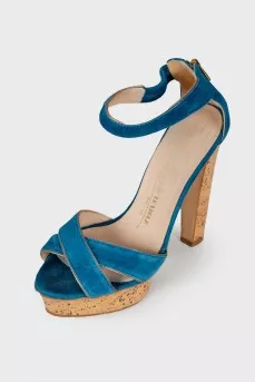 Suede high heel sandals