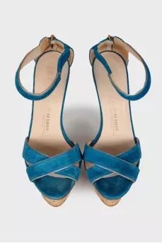 Suede high heel sandals