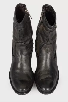 Black leather boots