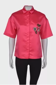 Satin blouse with tag