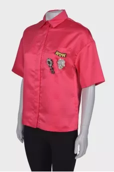 Satin blouse with tag