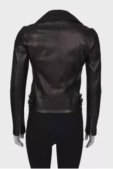 Leather jacket with silver hardware