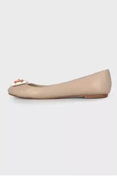 Beige embellished ballet flats