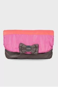 Textile clutch with a bow
