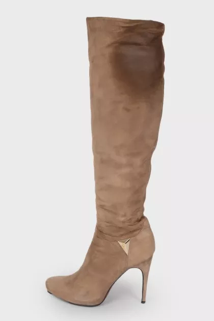 Suede stiletto boots