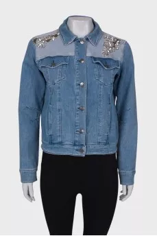 Denim jacket with rhinestones