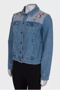 Denim jacket with rhinestones