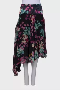 Silk skirt with asymmetric hem