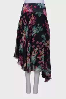 Silk skirt with asymmetric hem