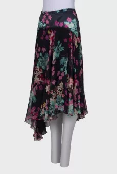Silk skirt with asymmetric hem