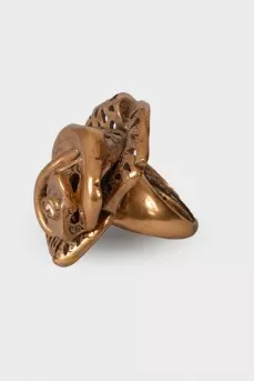 Golden ring in the shape of a rose