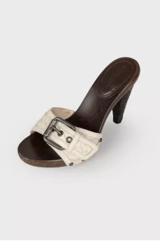 Woven leather mules