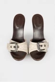 Woven leather mules