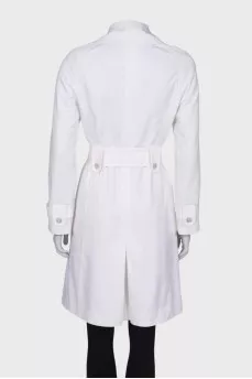 White trench coat with silver buttons