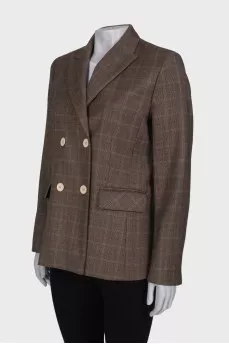 Checked double-breasted jacket