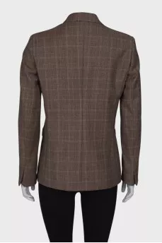 Checked double-breasted jacket