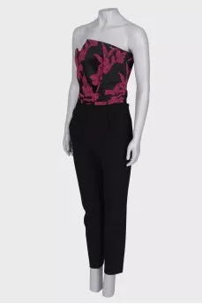 Black jumpsuit in floral print