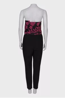 Black jumpsuit in floral print