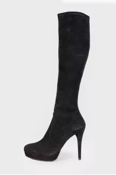 Suede high heel boots