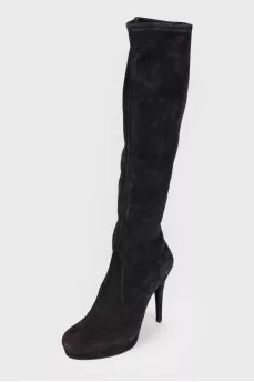 Suede high heel boots